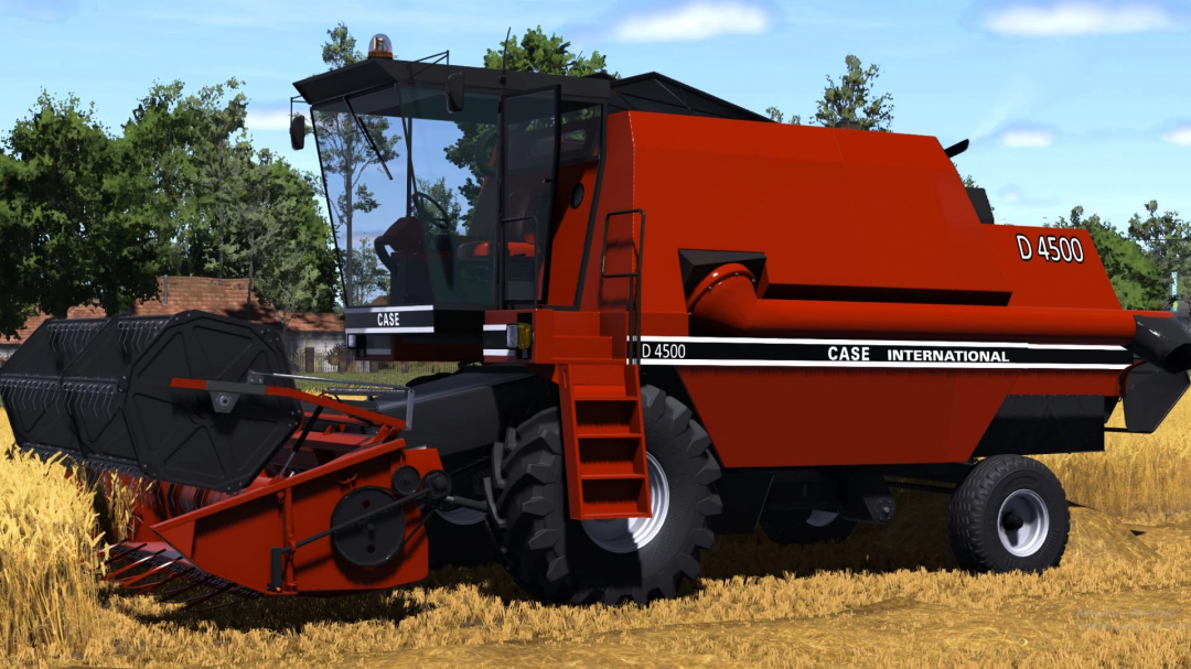 FS25 mod Case IH D4500 combine harvester in a wheat field, Farming Simulator 25