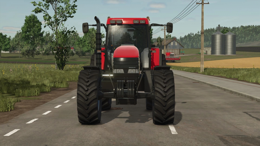 Front view of Case IH MX150 tractor mod in Farming Simulator 25, showcasing its design and features.