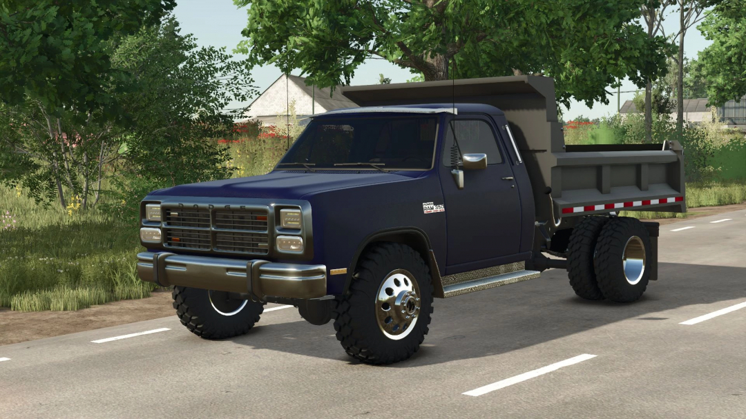 Dodge RAM 3500 Dump Truck mod in FS25, showcasing powerful design and features in Farming Simulator 25.