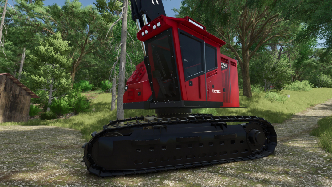 Eltec FH 277B mod for FS25 in a forest setting, showcasing its detailed design.