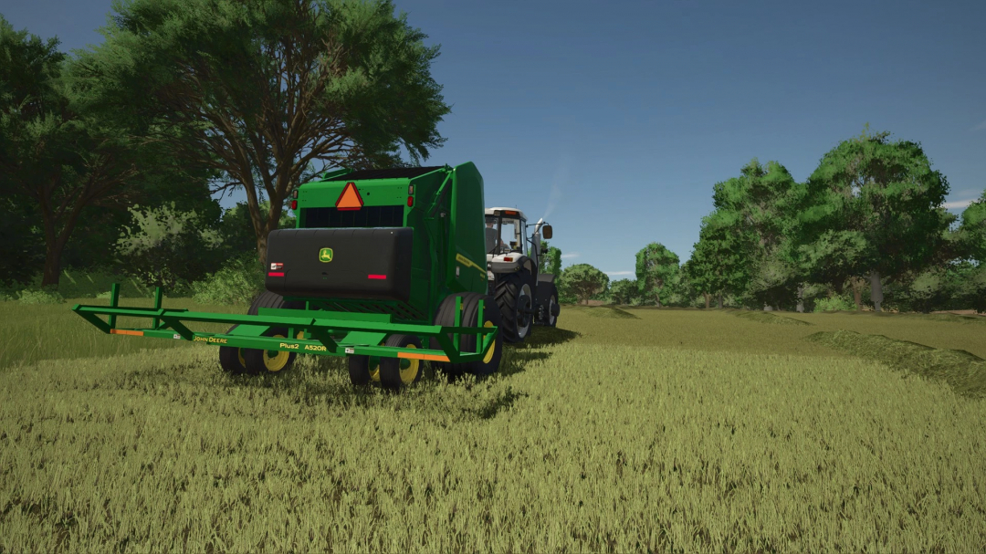 Farming Simulator 25 mod featuring John Deere 561R+A520R Accumulator on a field.