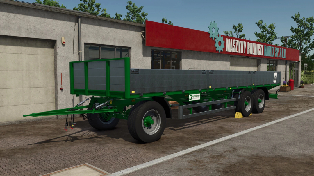 Kroger Agroliner PWO 24 trailer mod for FS25 parked near building.