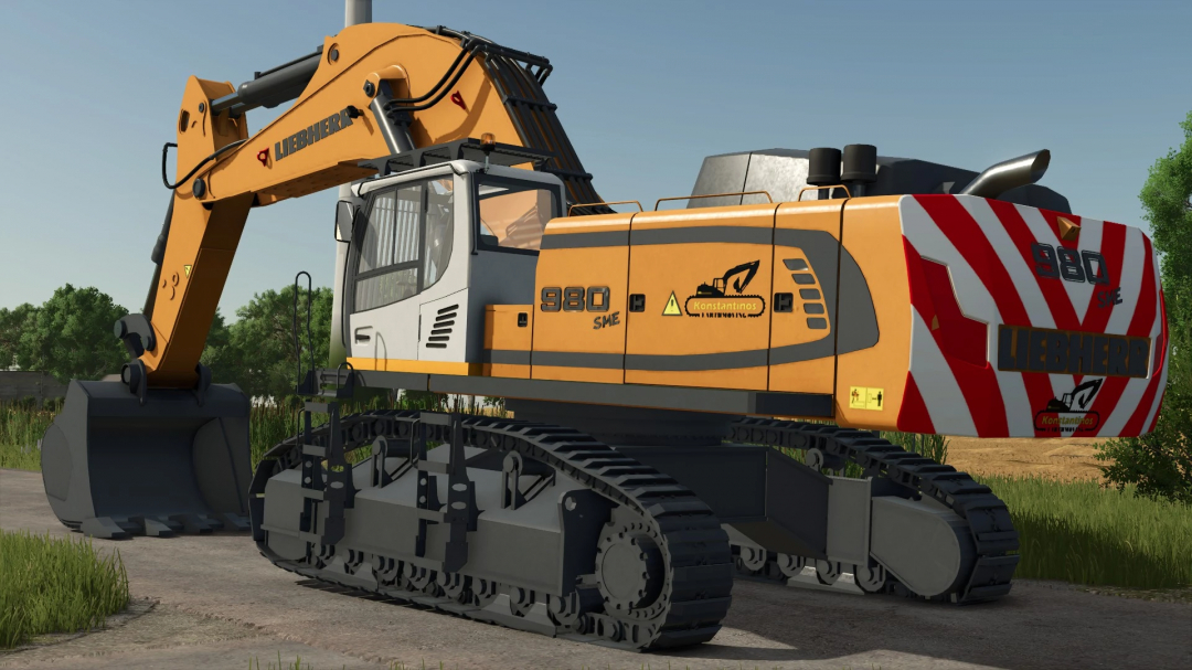 Liebherr 980 SME Excavator mod in Farming Simulator 25 featuring realistic design and textures.