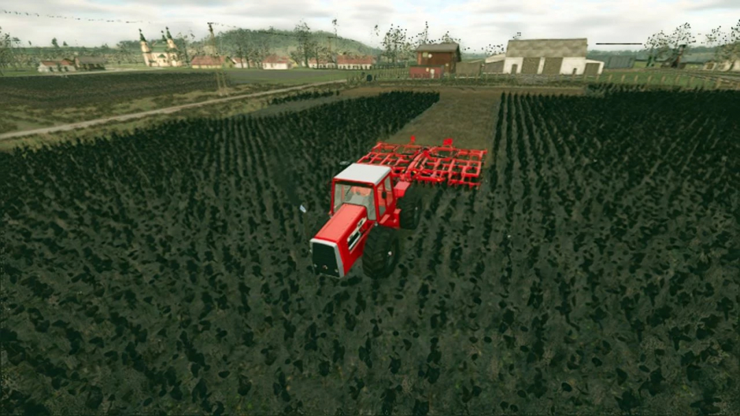 Massey Ferguson 4000 Series tractor mod in FS25 plowing a field.