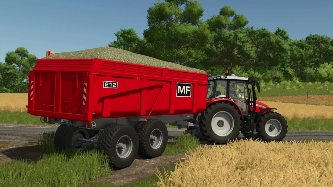 Massey Ferguson trailer loaded with crops in FS25 mod, Farming Simulator 25 scene.