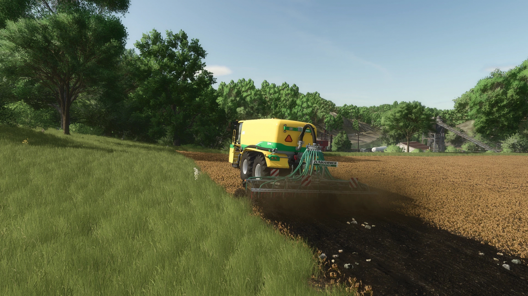 FS25 mods: Vibro Plus v1.0.0.0 used on a field, showcasing farming equipment in Farming Simulator 25.