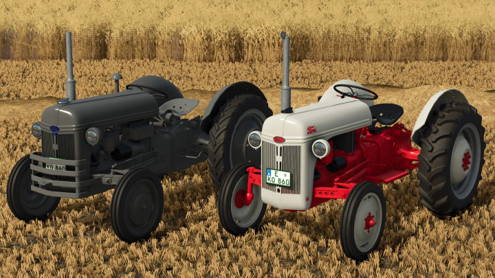 fs25-mods,  Ford 8N and 9N tractors mod for Farming Simulator 25 in a wheat field, showcasing realistic details.