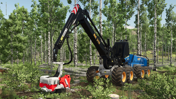 fs25-mods, FS25 mods Rottne H21D Steep Slope Pack in a forest setting, showcasing forestry equipment in Farming Simulator 25.