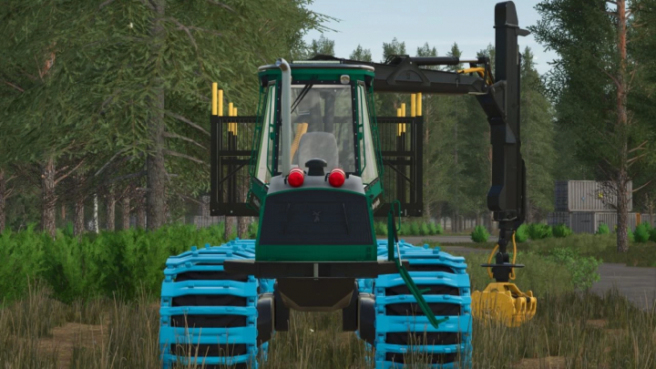 fs25-mods,  Front view of Timberjack 1710 D mod in FS25, showcasing forestry equipment in a forest setting.