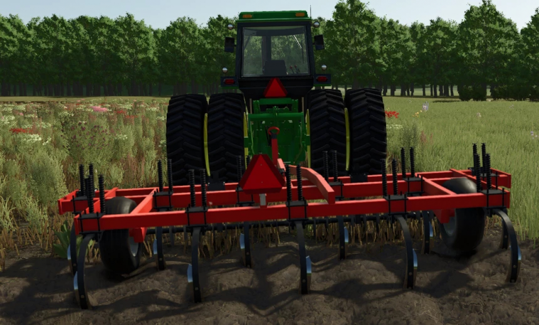 FS25 mod: Allis Chalmers 1500 in a field, rear view showcasing farming equipment.