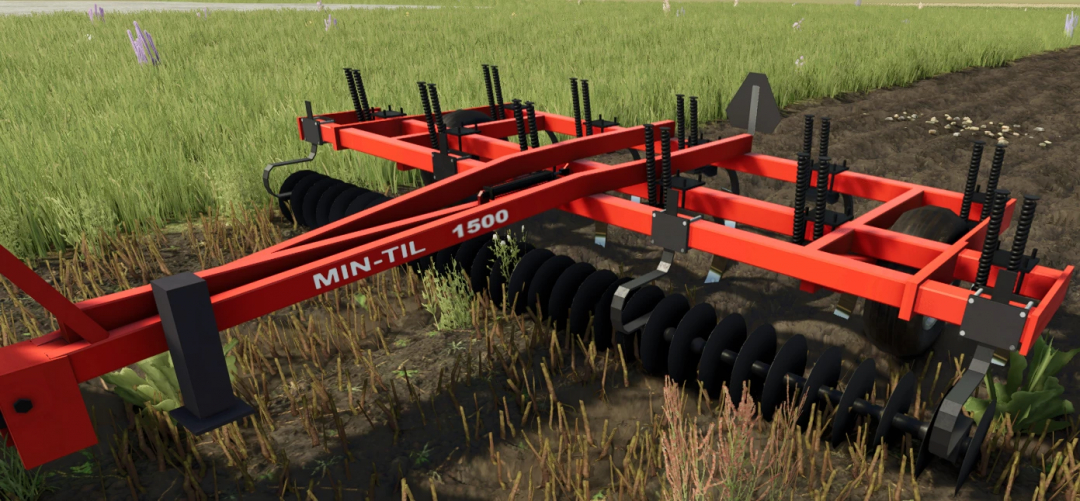 FS25 Allis Chalmers 1500 mod in Farming Simulator 25 showing red farming equipment on a field.