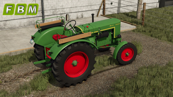 fs25-mods,  Fendt Dieselross F40 tractor mod for FS25, showcasing a green and red vintage design in Farming Simulator 25.