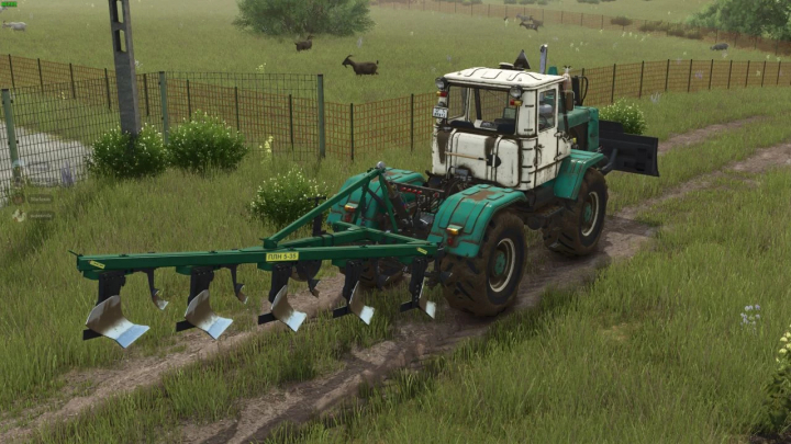 fs25-mods, FS25 mods: HTZ T-150 K tractor with plow in Farming Simulator 25.