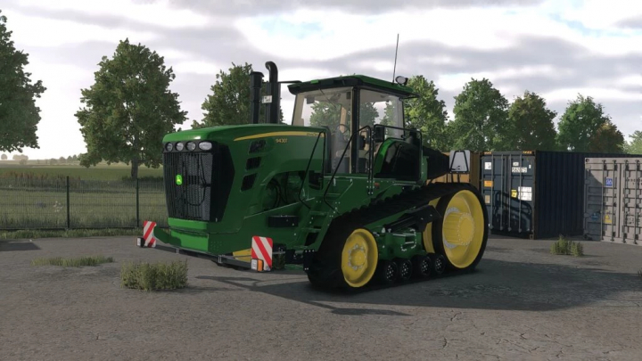 fs25-mods,  John Deere 9x30T Series tractor mod for FS25, showcasing green and yellow design in a farm setting.