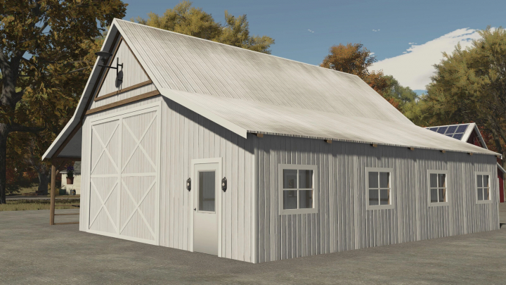 fs25-mods, Old Barn mod for Farming Simulator 25 with white wood exterior and large door, version 1.0.0.2.