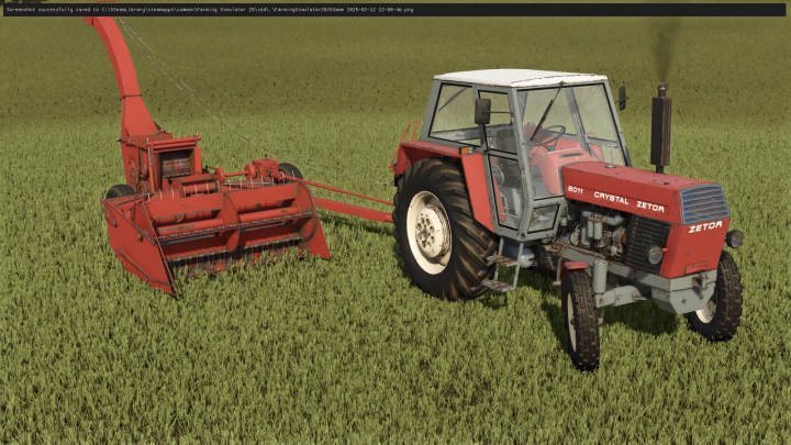 fs25-mods, FS25 mod Orkan Z305/Z310/Z320 v1.0.0.0 featuring a red tractor with an attached harvester in a field.