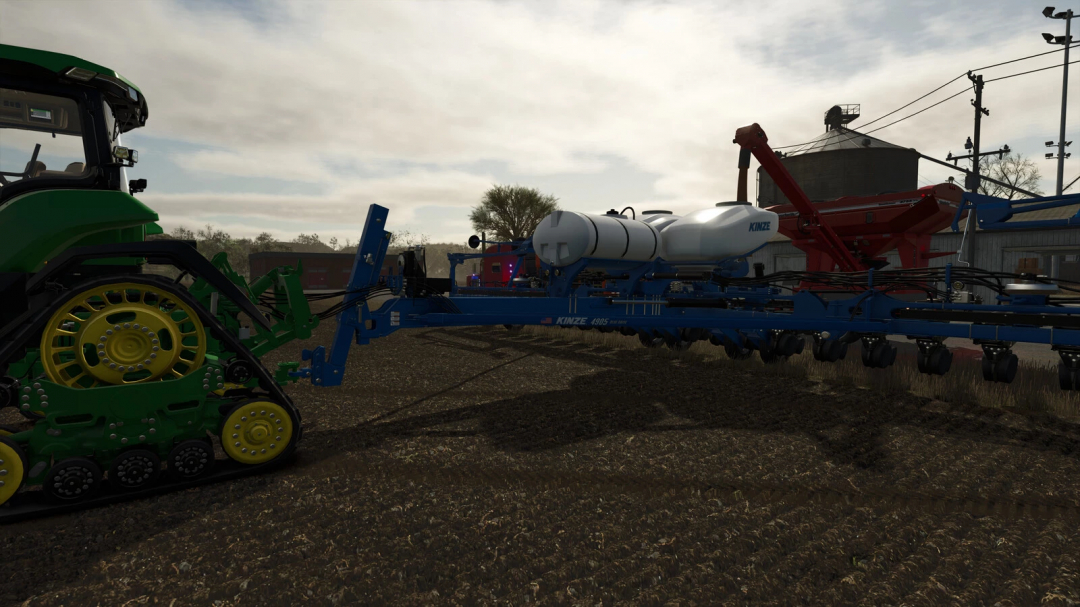 FS25 mod Seed Runner v1.0.0.0 with tractor and Kinze equipment in a field.