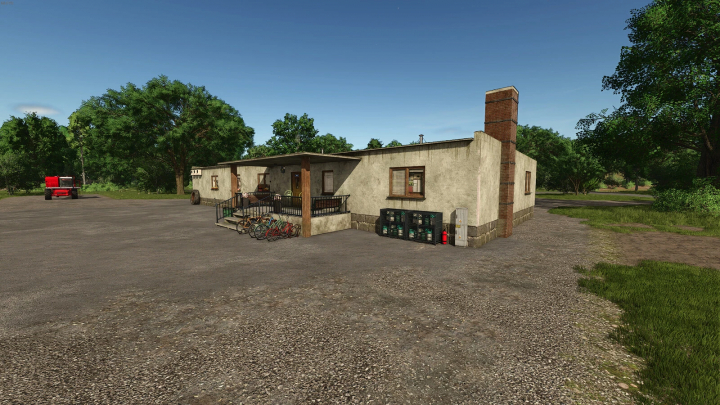 fs25-mods, PGR Office mod for FS25 with a rural office building and a red tractor. Farming Simulator 25 environment.