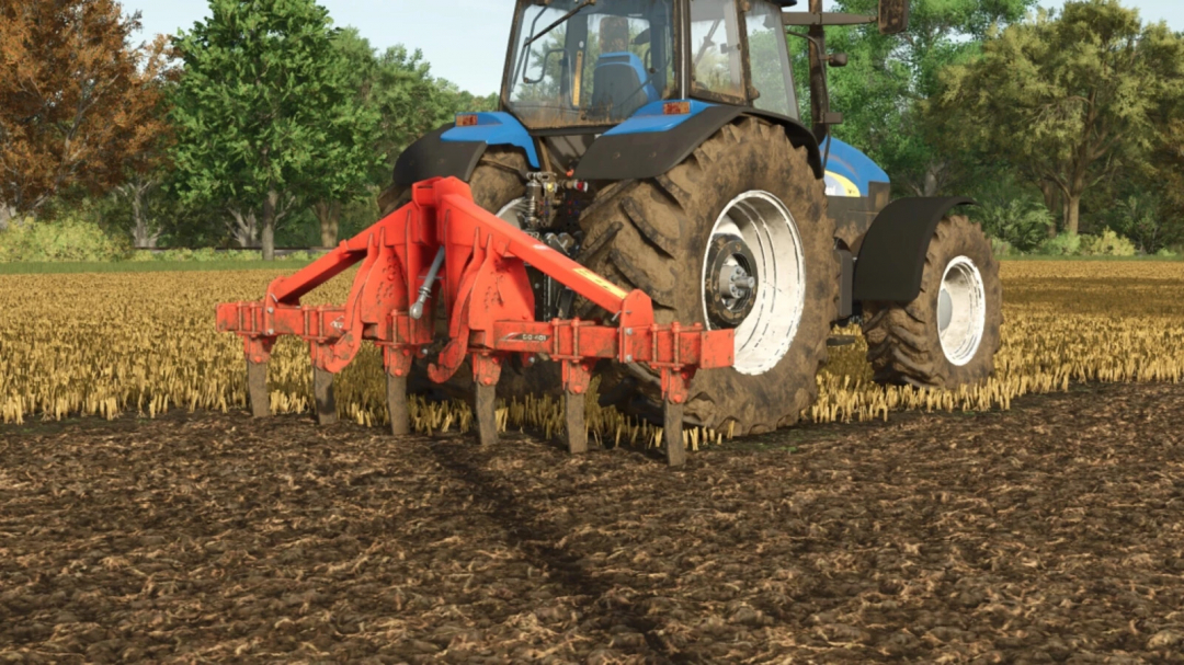 Farming Simulator 25 mod image showcasing a tractor with a Kuhn DC Pack attachment in a field. FS25 mods for realistic farming gameplay.