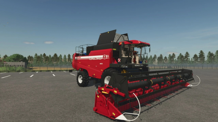 fs25-mods,  FS25 mod: Red GOMSELMAŞ grain harvester with large header, part of the Palesse GS3219 and ZhSK grain reaper pack.