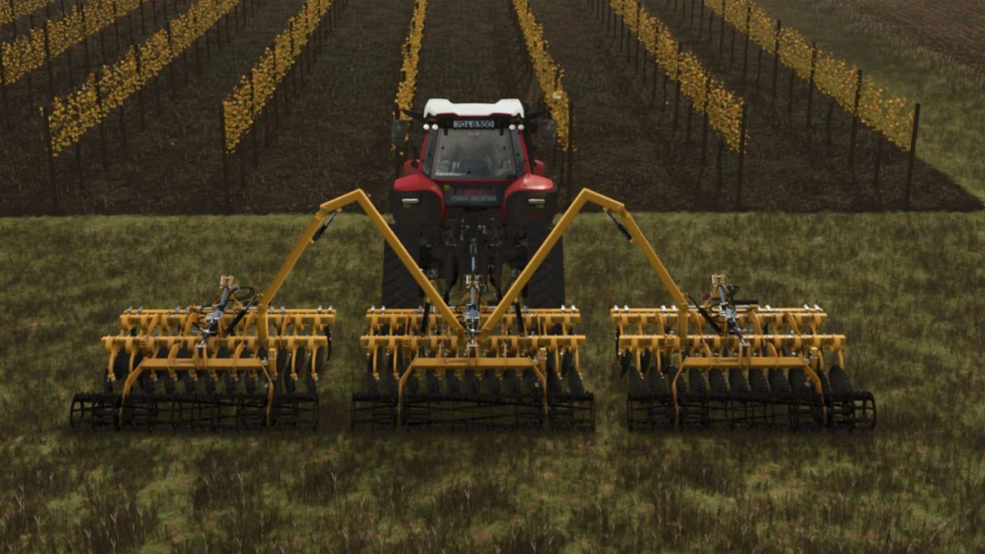 Farming Simulator 25 mods: Agrisem Disc O Vigne XXL v1.0.0.0 configured for soil cultivation.