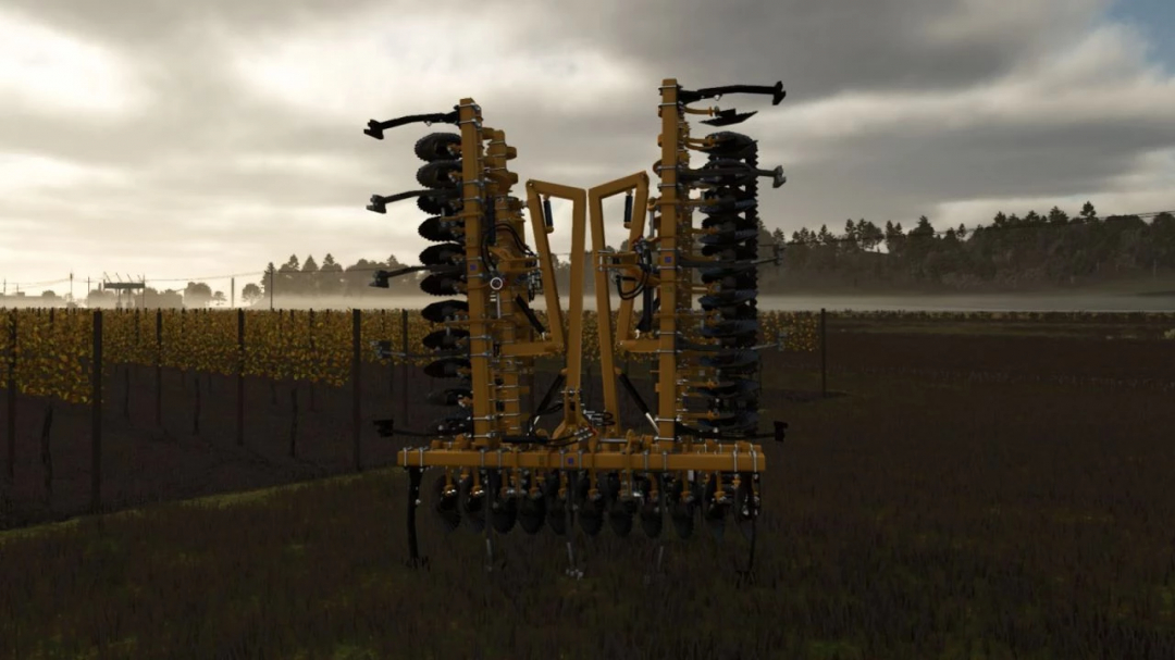 Farming Simulator 25 mod: Agrisem Disc O Vigne XXL v1.0.0.0 in a vineyard field.