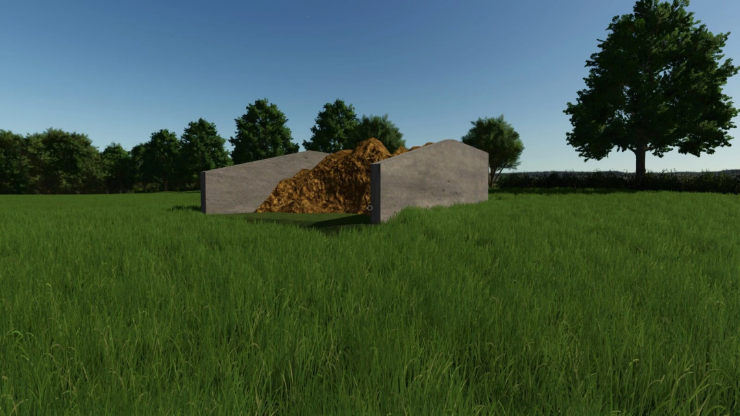 Farming Simulator 25 mod featuring a manure sell point on a grassy field with trees in the background.