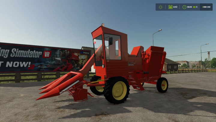fs25-mods, Farming Simulator 25 mod: Bourgoin MD8 hay collector machine with red body and yellow wheels, suitable for FS25 mods.