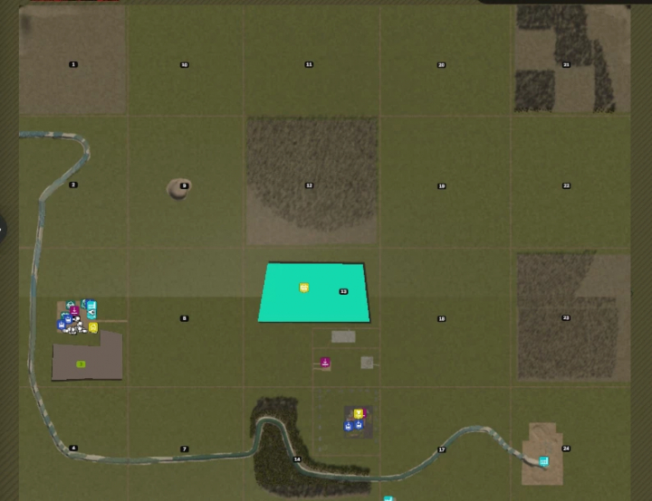 fs25-mods, Farming Simulator 25 mod map featuring customizable terrain, water features, and various farm buildings, including Fantasya World v1.0.0.0.
