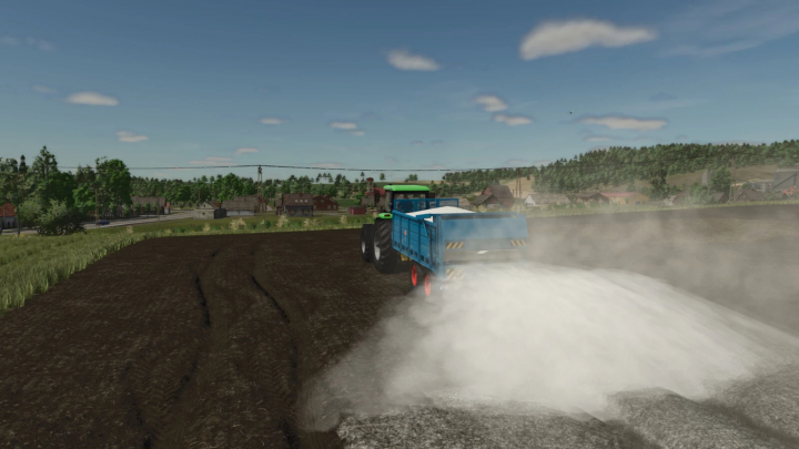 fs25-mods, Farming Simulator 25 mods: Progress T 088 Pack v1.0.0.0 tractor working on farmland with dust clouds, showcasing mod in the game.