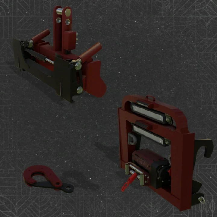 fs25-mods,  Farming Simulator 25 mods: Homemade Attachments Pack v1.0.0.0 with red and black customized farm equipment attachments.