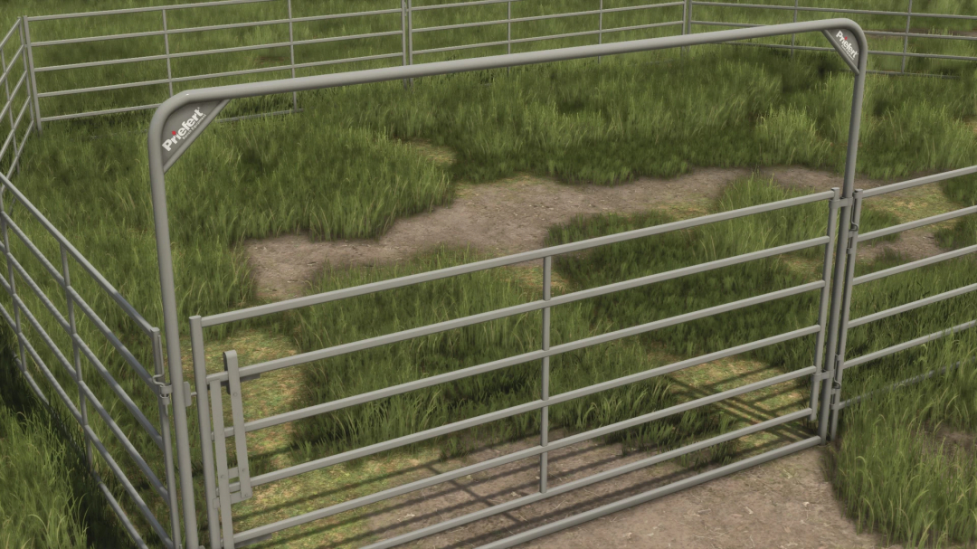 Farming Simulator 25 mod: FS25 Prifert Cattle Working Pack v1.0.0.0 - metal cattle pen with gates, in-game mod for livestock management.