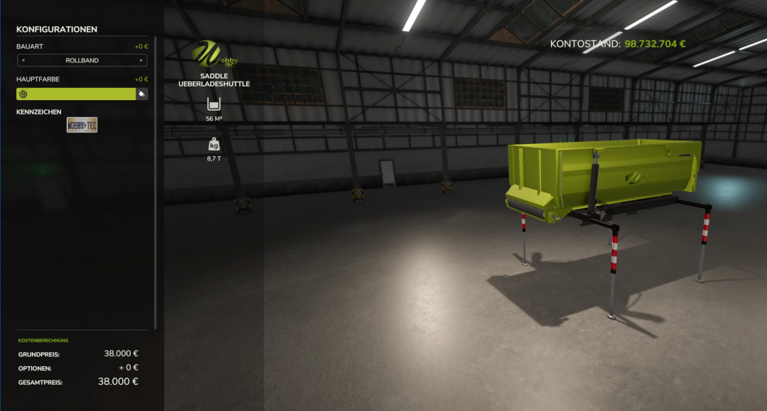 Farming Simulator 25 mod: FS25 Saddle Overload Shuttle v1.0.0.0 in a virtual workshop.