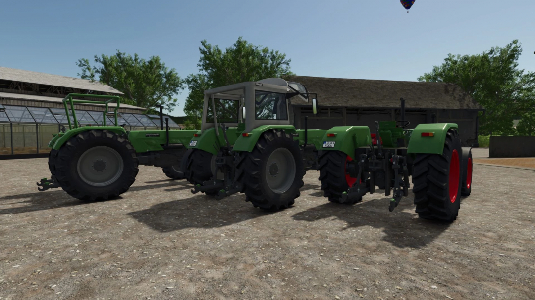 Fendt Favorit 600 SA Facelift v1.0.0.0 tractor mod for Farming Simulator 25, parked on farm ground with attachments.