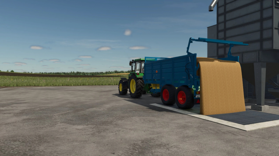 Farming Simulator 25 mod showing a Fortschritt T 088 Pack trailer attachment, used for grain collection in Farming Simulator 25.