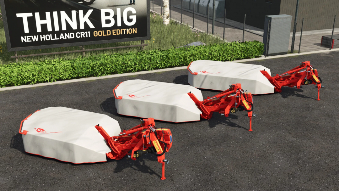 Farming Simulator 25 mods: Kuhn GMD 100 Pack v1.0.0.0, large red agricultural equipment for crop harvesting in FS25.