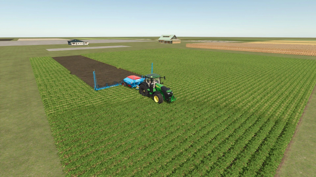 Farming Simulator 25 mod showing a tractor cultivating a field with Lemken Solitair 12 Edit v1.0.0.0 in FS25.