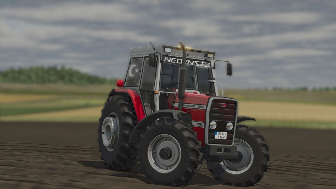 Farming Simulator 25 mod featuring a Massey Ferguson 265 tractor on a field, designed for realistic farming gameplay.
