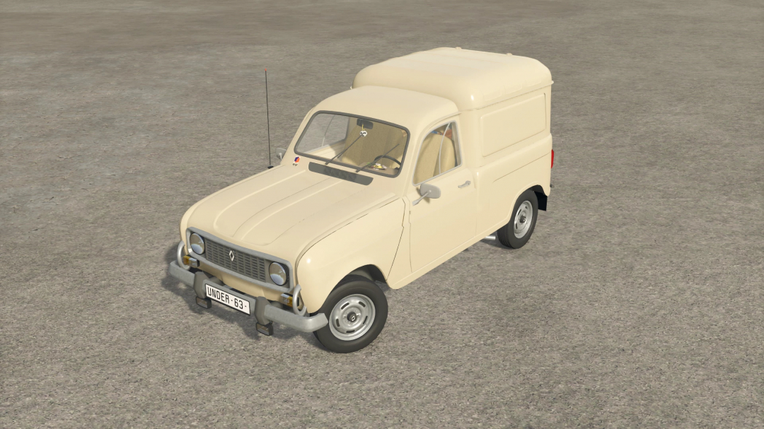 Farming Simulator 25 mod: Renault R4 v1.0.0.0, vintage off-road vehicle on textured ground.