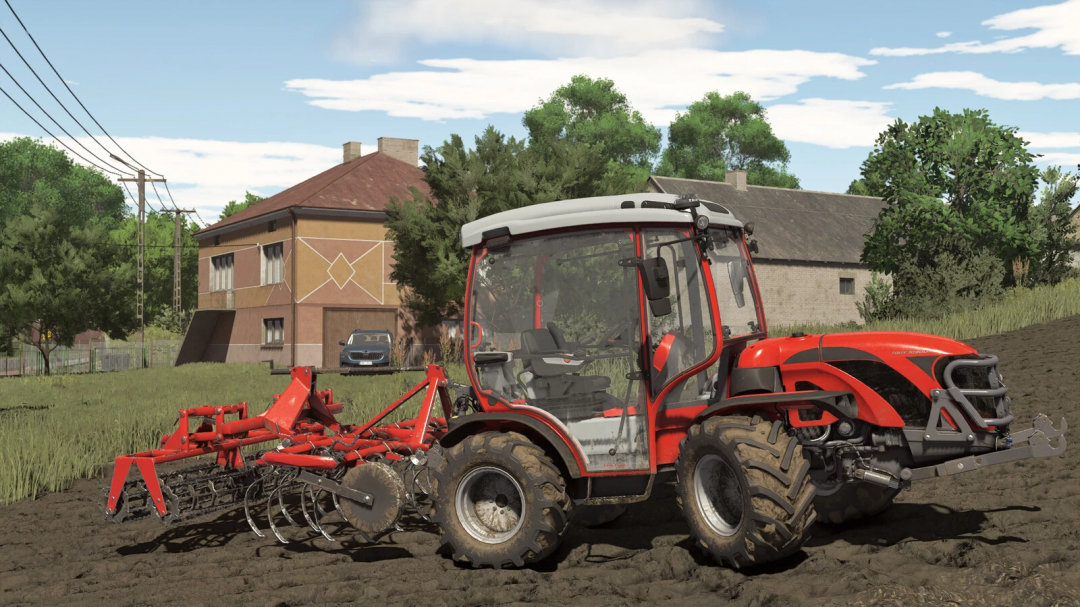 Farming Simulator 25 mod: Unia U412/0 and APOLLO rollers on a farm field, suitable for tillage in FS25 mods.