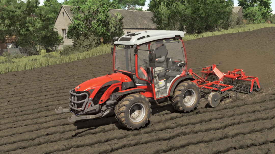 Farming Simulator 25 mod: Unia U412/0 and Apollo rollers working on plowed field, detailed tractor with rollers attachment.