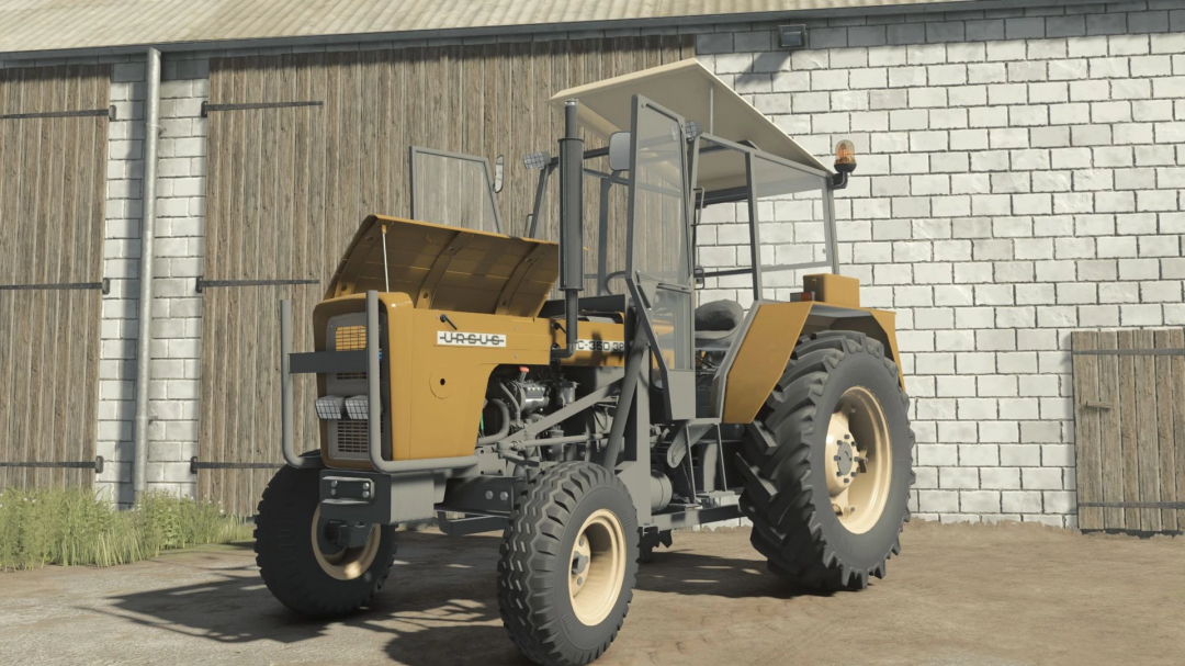 Farming Simulator 25 mod: Ursus C355-C360 pack vehicle with detailed design and large tires, suitable for various farming activities.