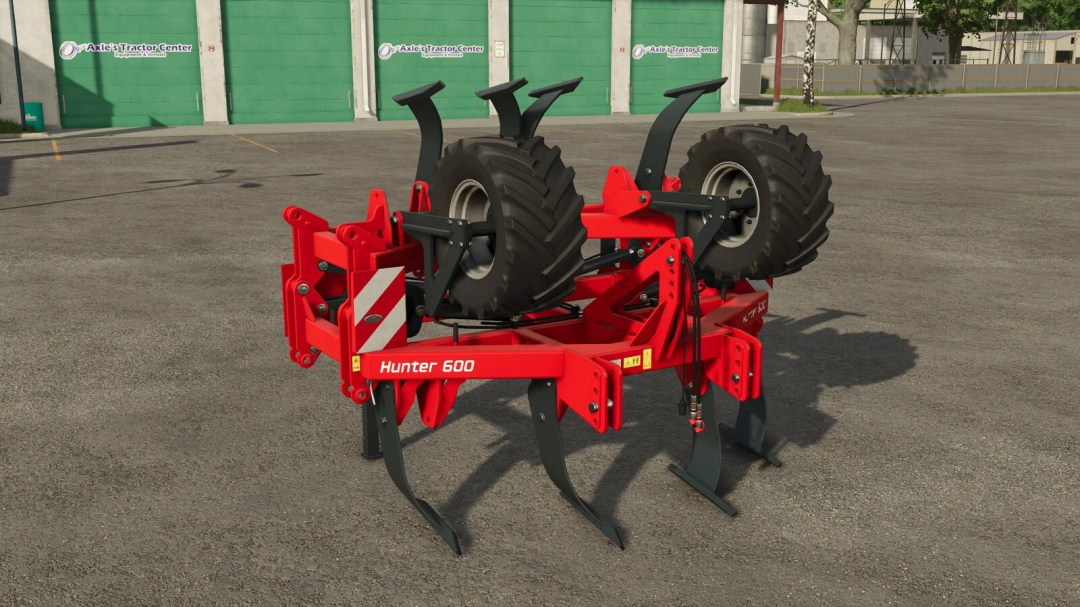 Farming Simulator 25 mod: Vegniek Hunter 600 agricultural implement with large tires, mainly used for tillage and soil preparation.