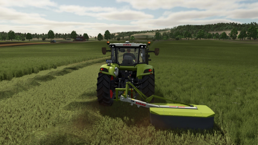 Farming Simulator 25 mod: CLAAS WM-185 Mower being used on a field with green grass, showcasing the FS25 mods.