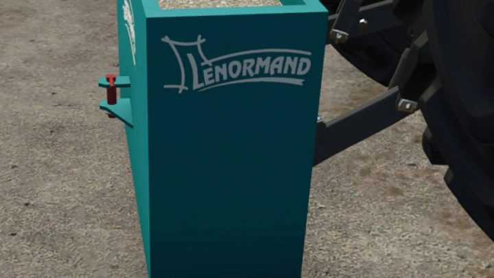 fs25-mods, Counterweight lenormand v1.0.0.0 for Farming Simulator 25 mods, displaying a blue counterweight with Lenormand logo on a dirt surface.