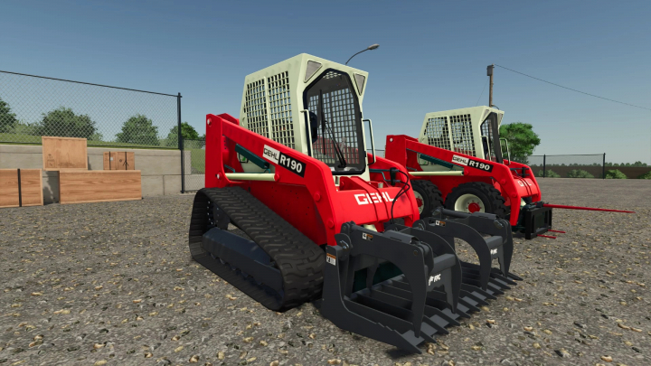 fs25-mods,  FS25 mods: Gehl R190 tractor with bucket and tracks, shown in Farming Simulator 25.