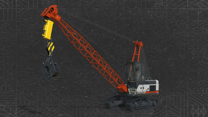 fs25-mods, FS25 mods - Lizard Grapple Yarder v1.0.0.0 for Farming Simulator 25, featuring a tracked crane with grapple for logging.