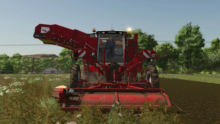 fs25-mods,  Farming Simulator 25 mod featuring the Grimme Varitron 470 Platinum Terra Trac, a large red agricultural harvesting machine working in a field.