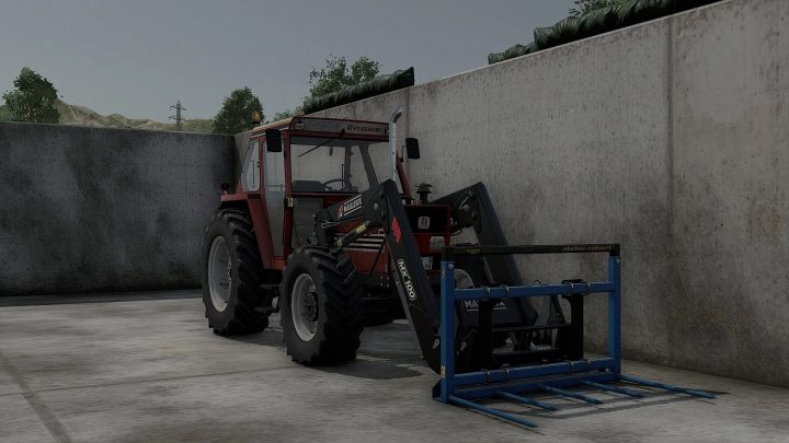 fs25-mods, Farming Simulator 25 mod featuring a Mailleux MX100 tractor with front loader attachment, ideal for farming tasks in FS25.