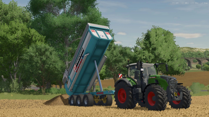 fs25-mods,  Farming Simulator 25 mod: Fendt tractor with Pagliari Airone SC 820 manure spreader in a field.